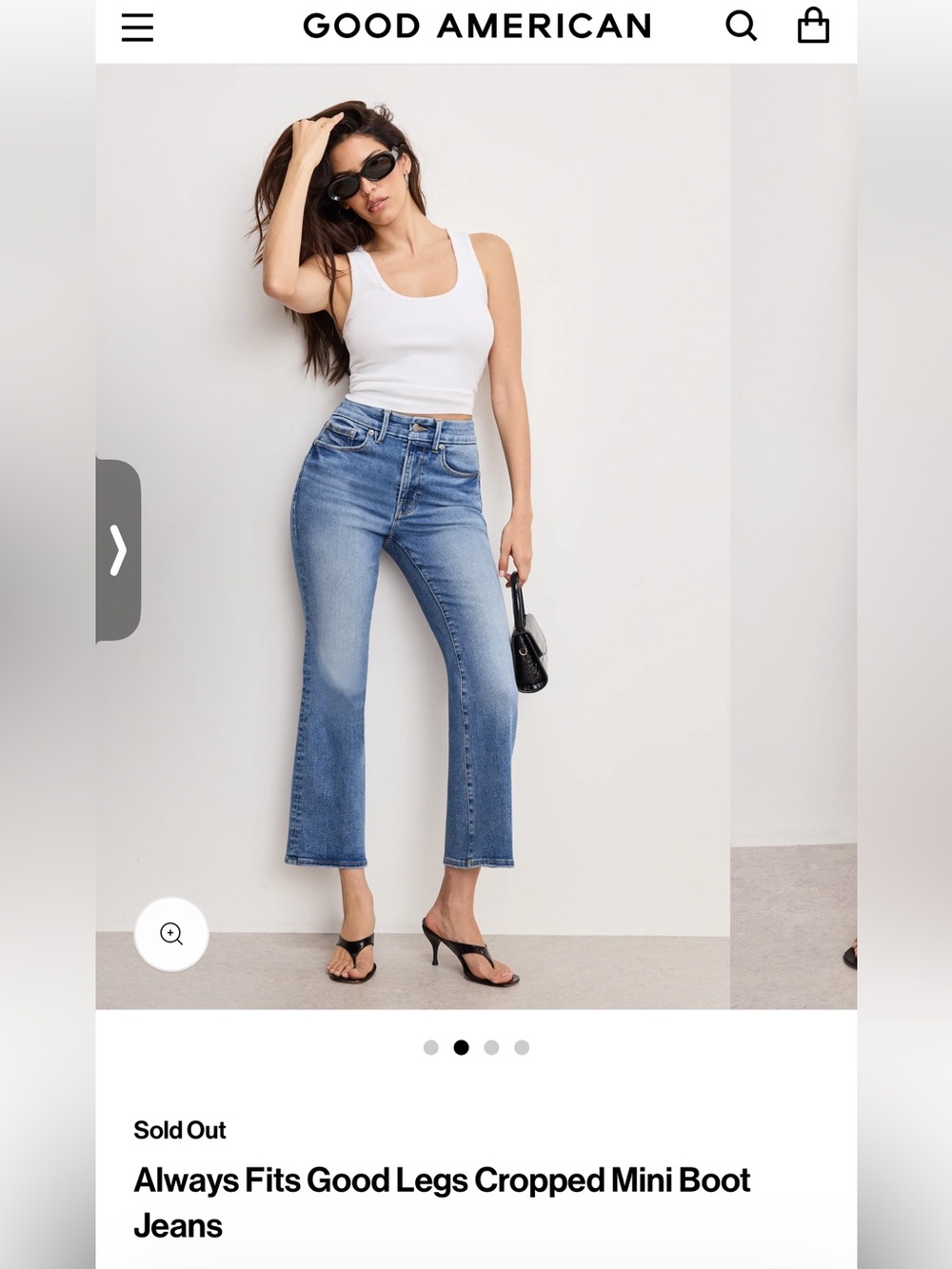 Size 6-12 Good American | Always Fits Good Legs Cropped Mini Boot Jeans